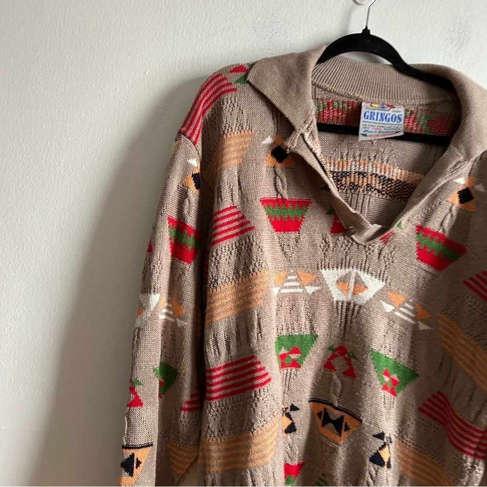 Vintage Sz L Gringos Relaxed Mexican Inspired Knit Sweater - Picture 3 of 9